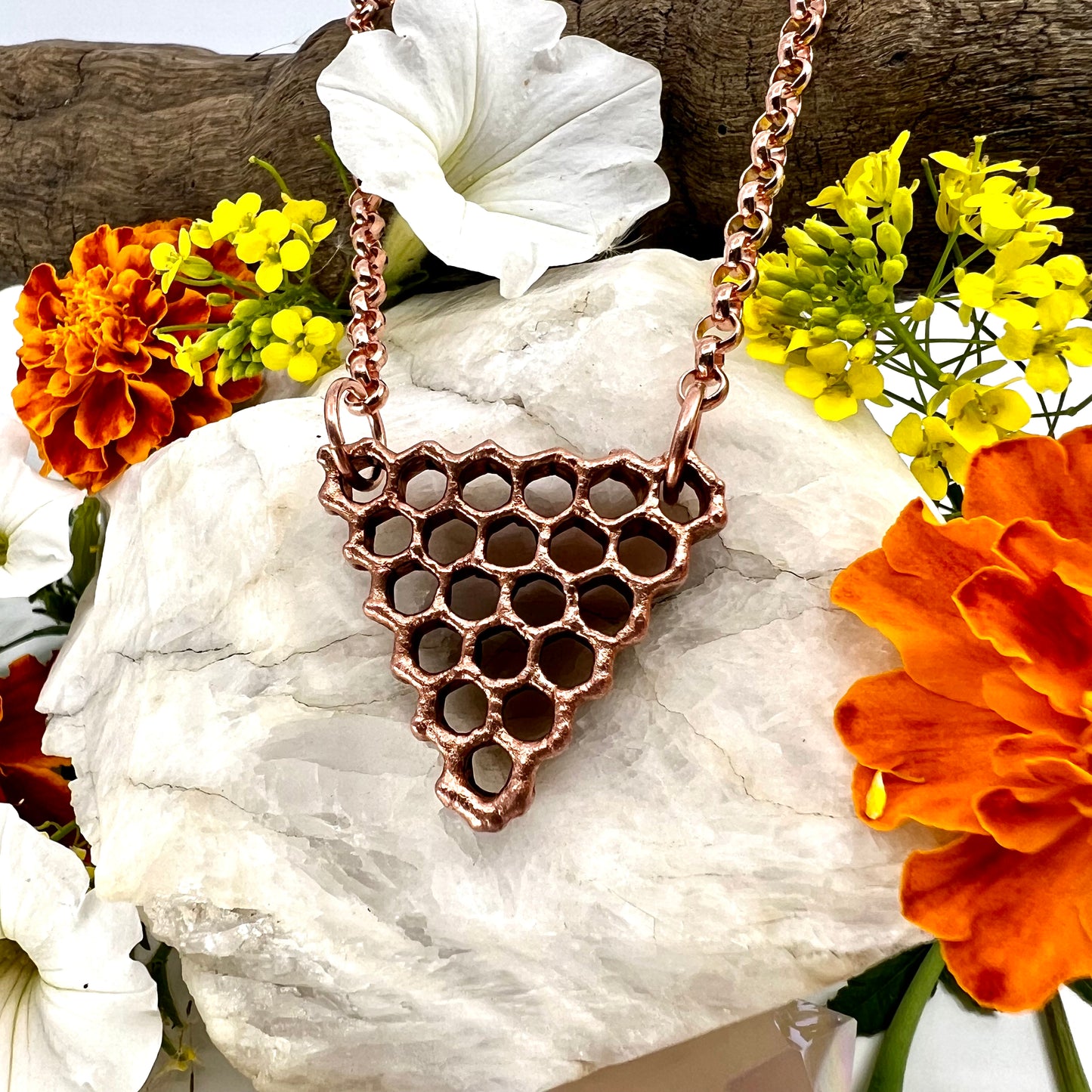 Real Honeycomb Necklace - Copper Electroformed