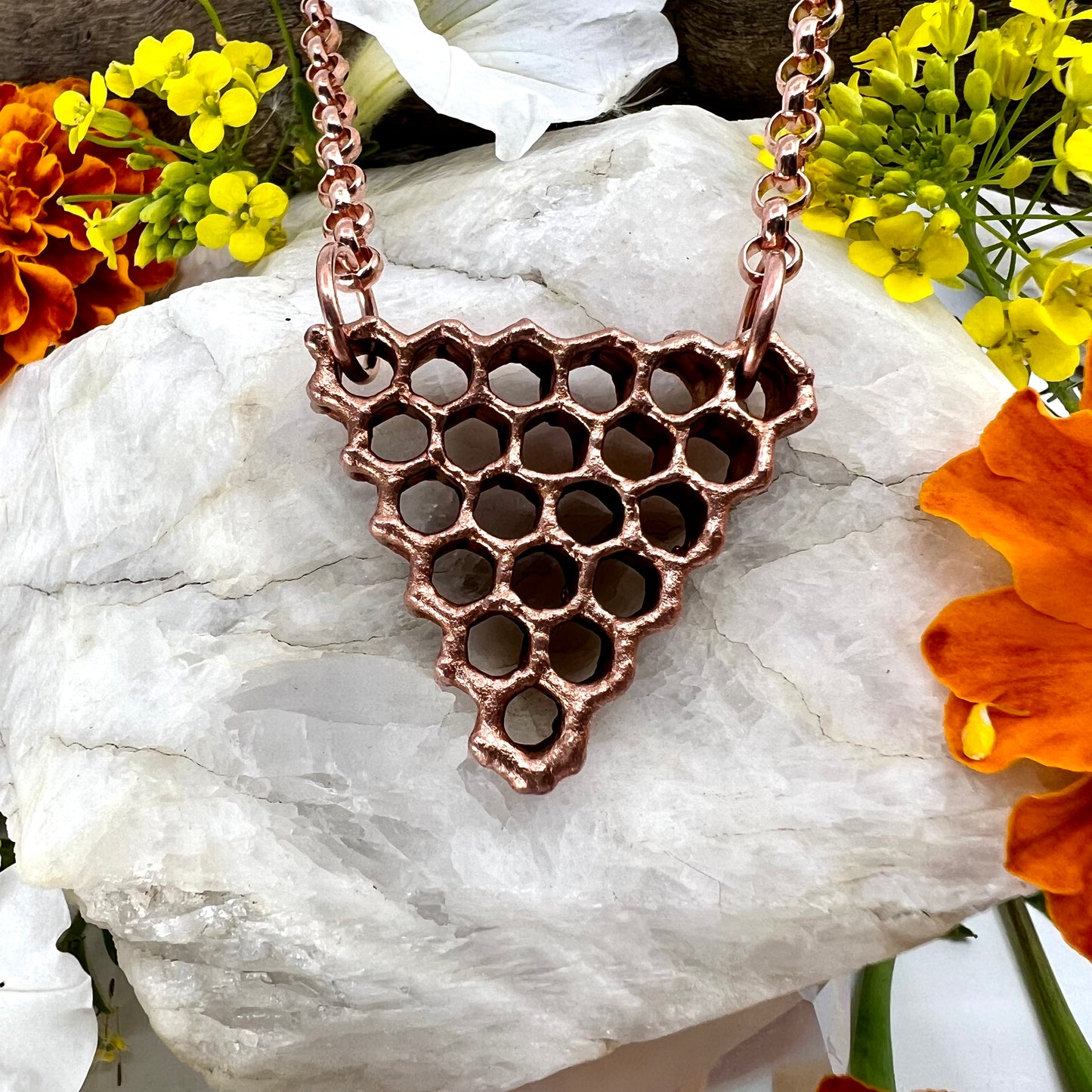 Real Honeycomb Necklace - Copper Electroformed