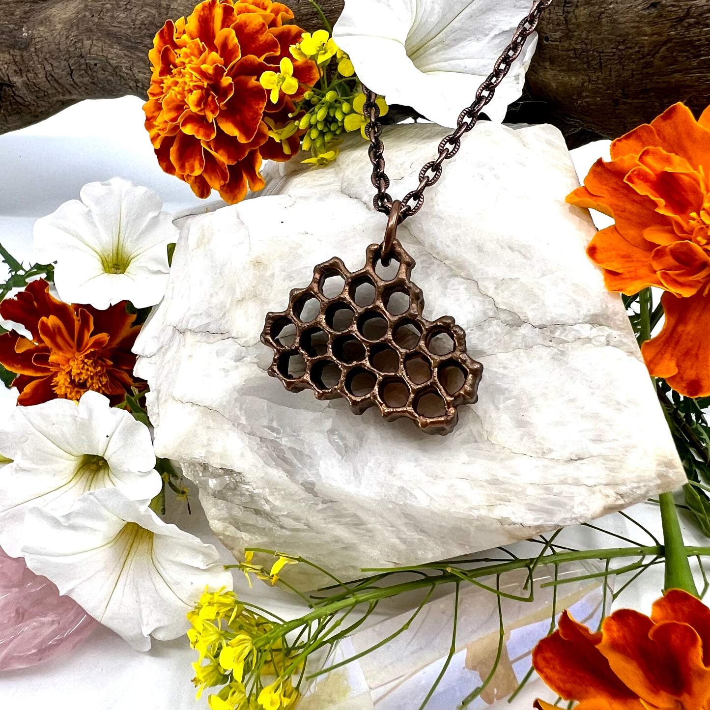 Real Honeycomb Necklace - Copper Electroformed