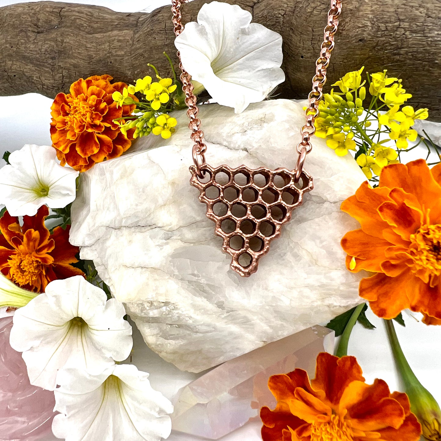 Real Honeycomb Necklace - Copper Electroformed