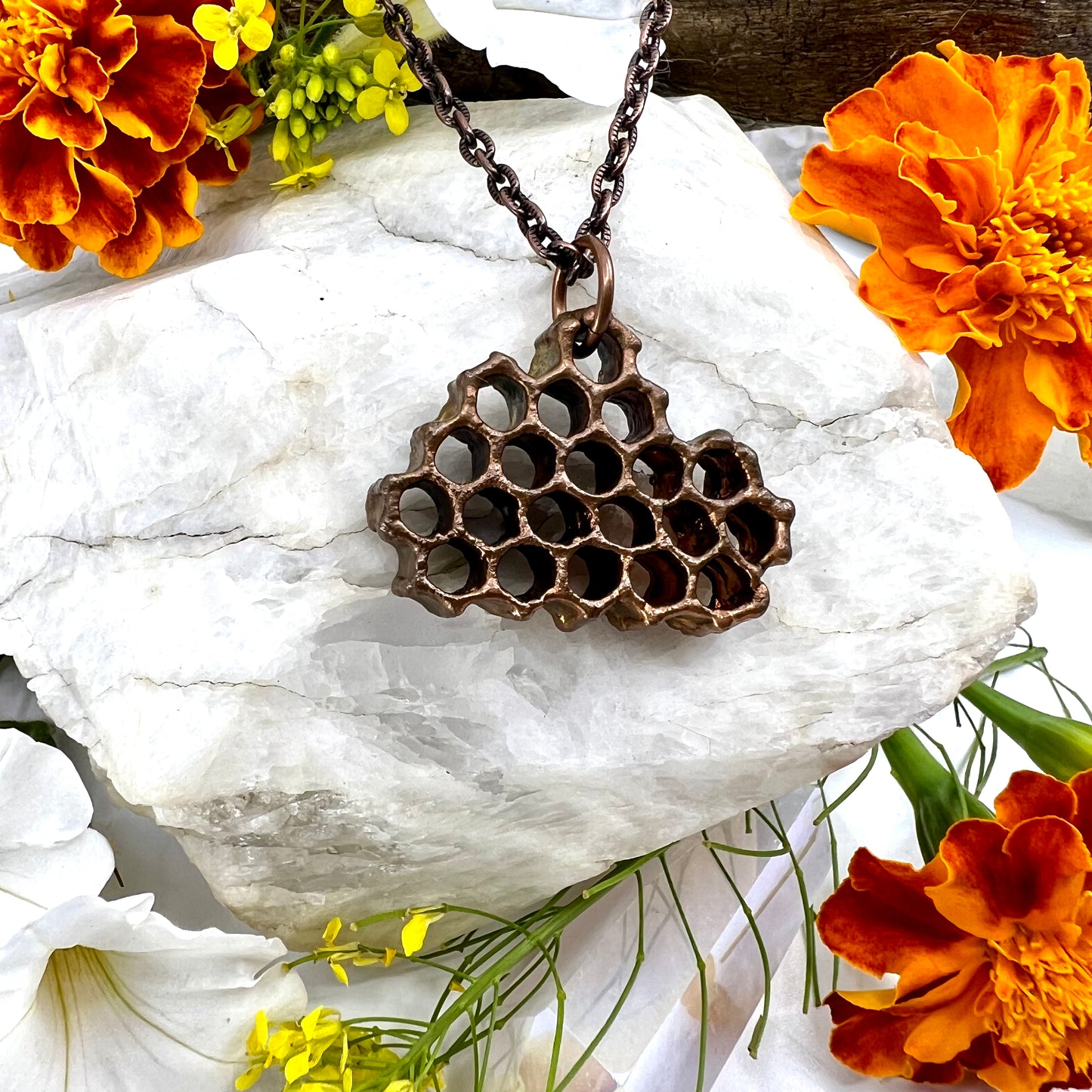 Real Honeycomb Necklace - Copper Electroformed