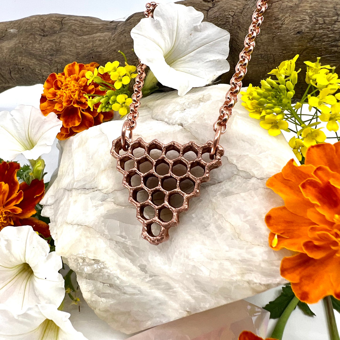 Real Honeycomb Necklace - Copper Electroformed