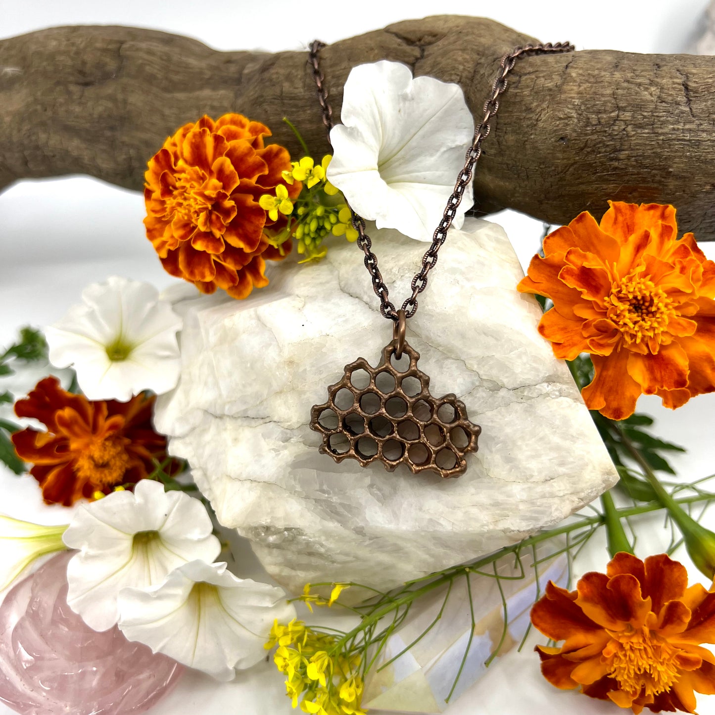 Real Honeycomb Necklace - Copper Electroformed