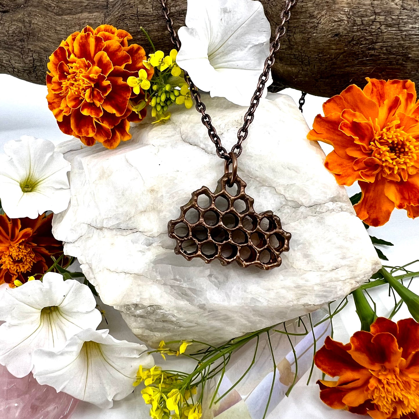 Real Honeycomb Necklace - Copper Electroformed