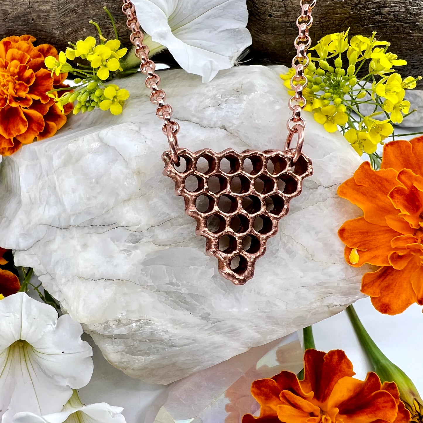 Real Honeycomb Necklace - Copper Electroformed