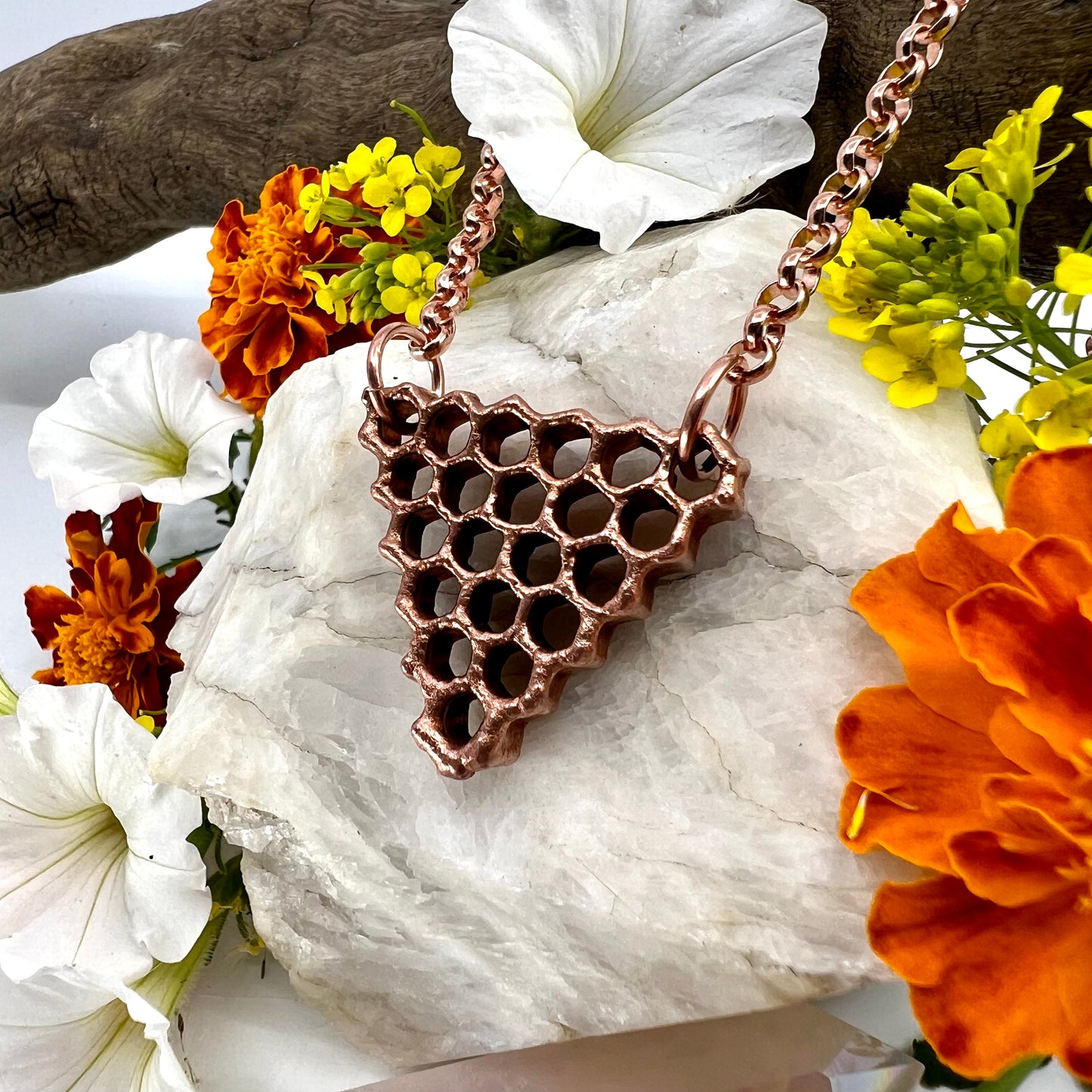 Real Honeycomb Necklace - Copper Electroformed