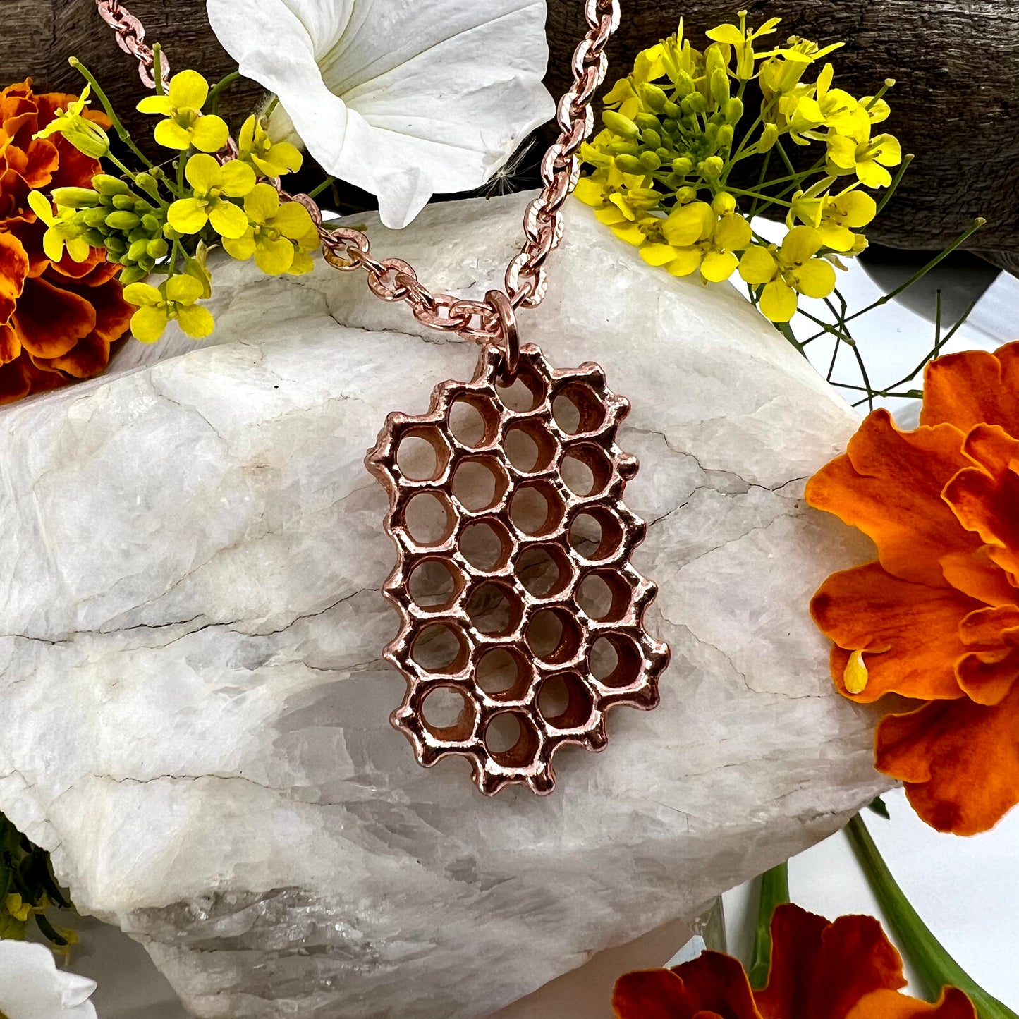 Real Honeycomb Necklace - Copper Electroformed