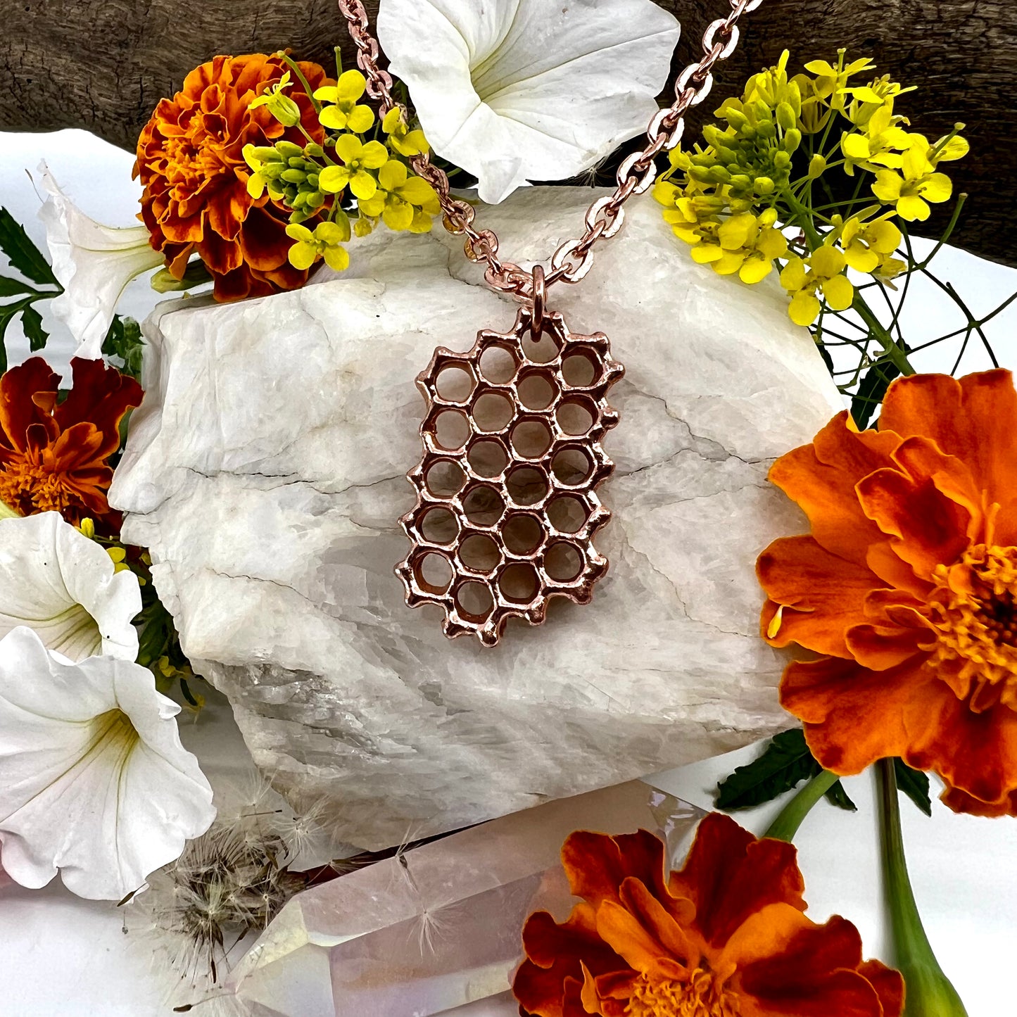 Real Honeycomb Necklace - Copper Electroformed