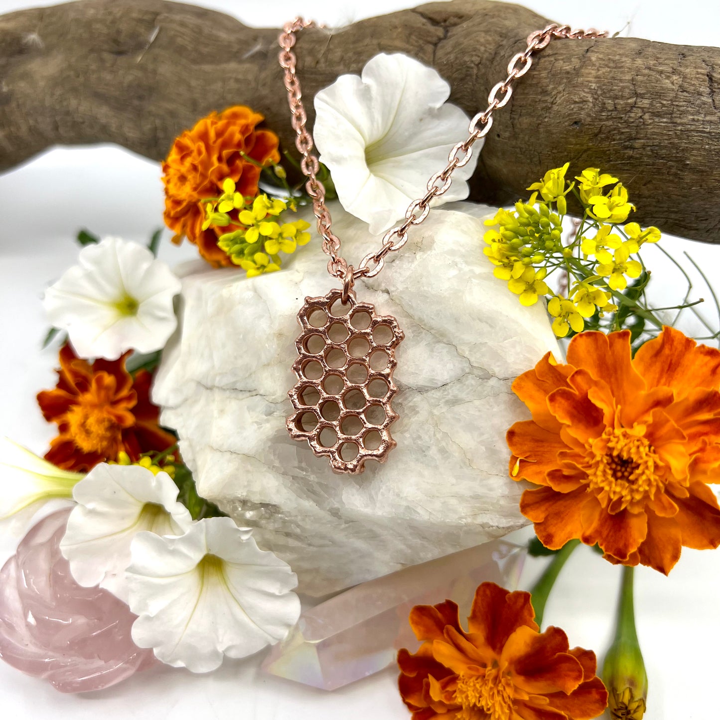 Real Honeycomb Necklace - Copper Electroformed