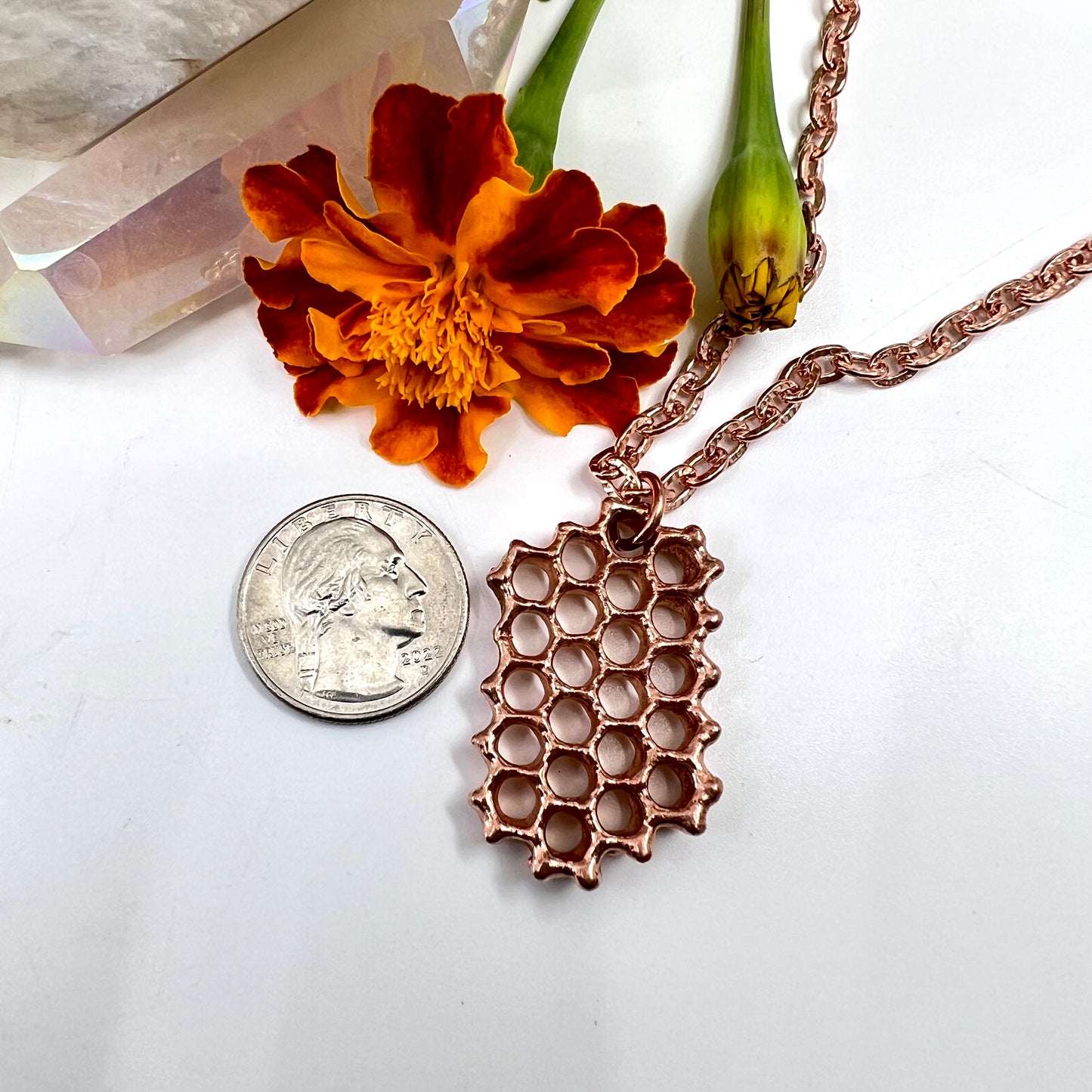 Real Honeycomb Necklace - Copper Electroformed