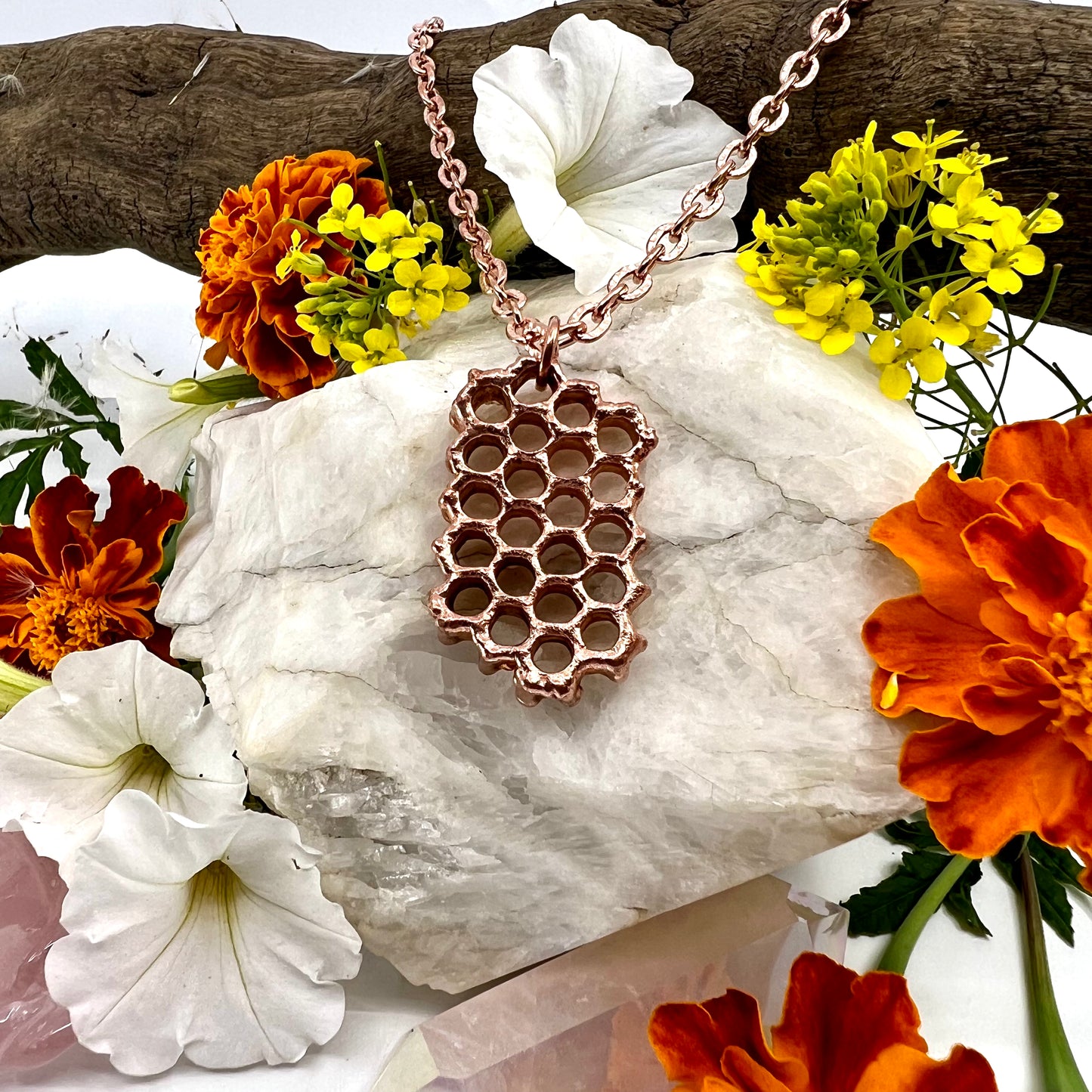 Real Honeycomb Necklace - Copper Electroformed