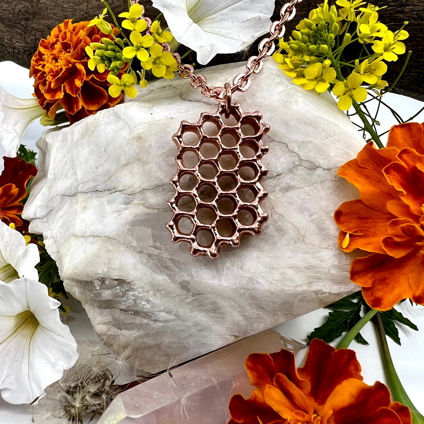 Real Honeycomb Necklace - Copper Electroformed