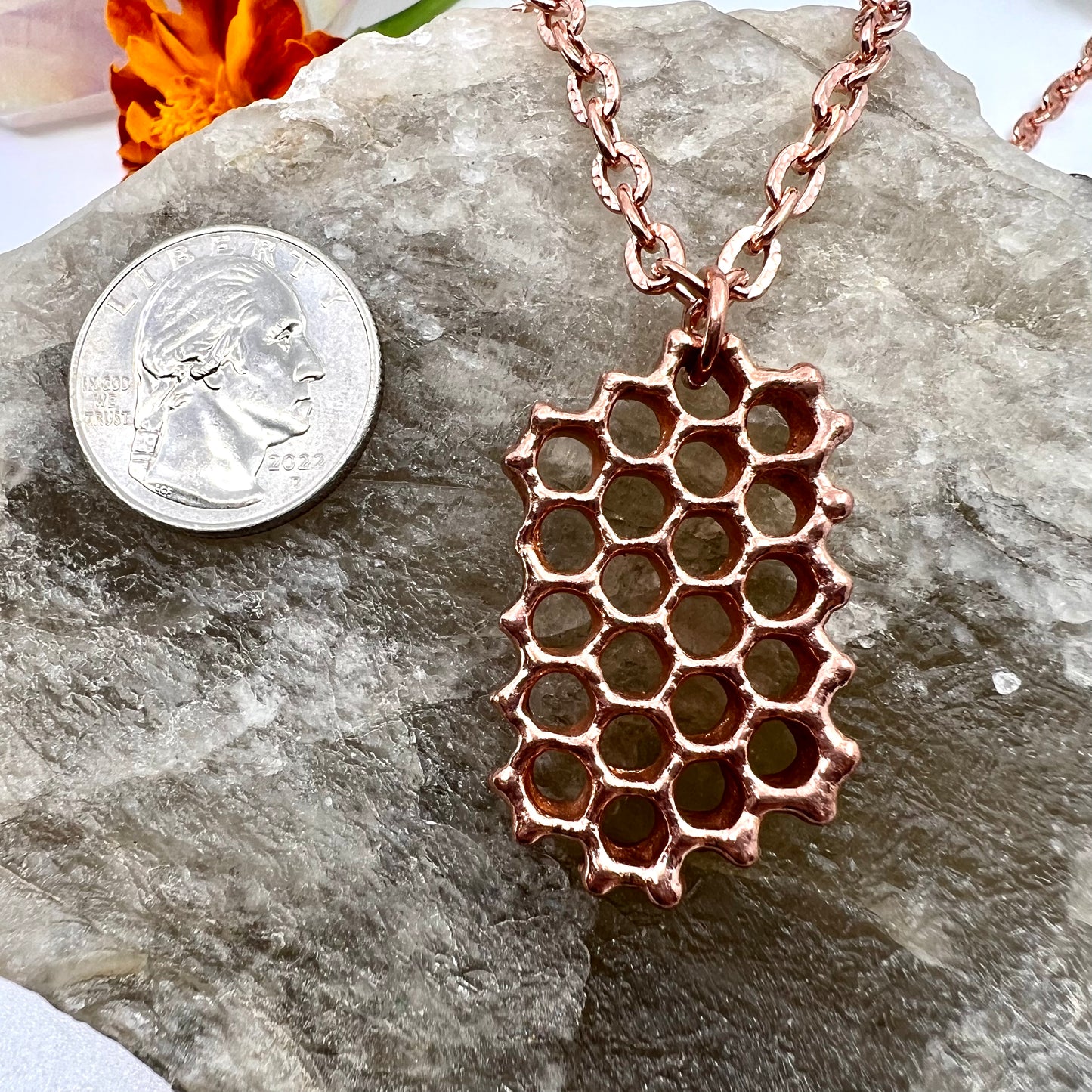 Real Honeycomb Necklace - Copper Electroformed