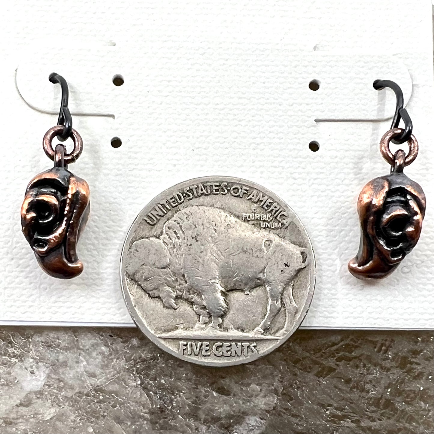 Bird Skull Replica Earrings - Copper Electroformed