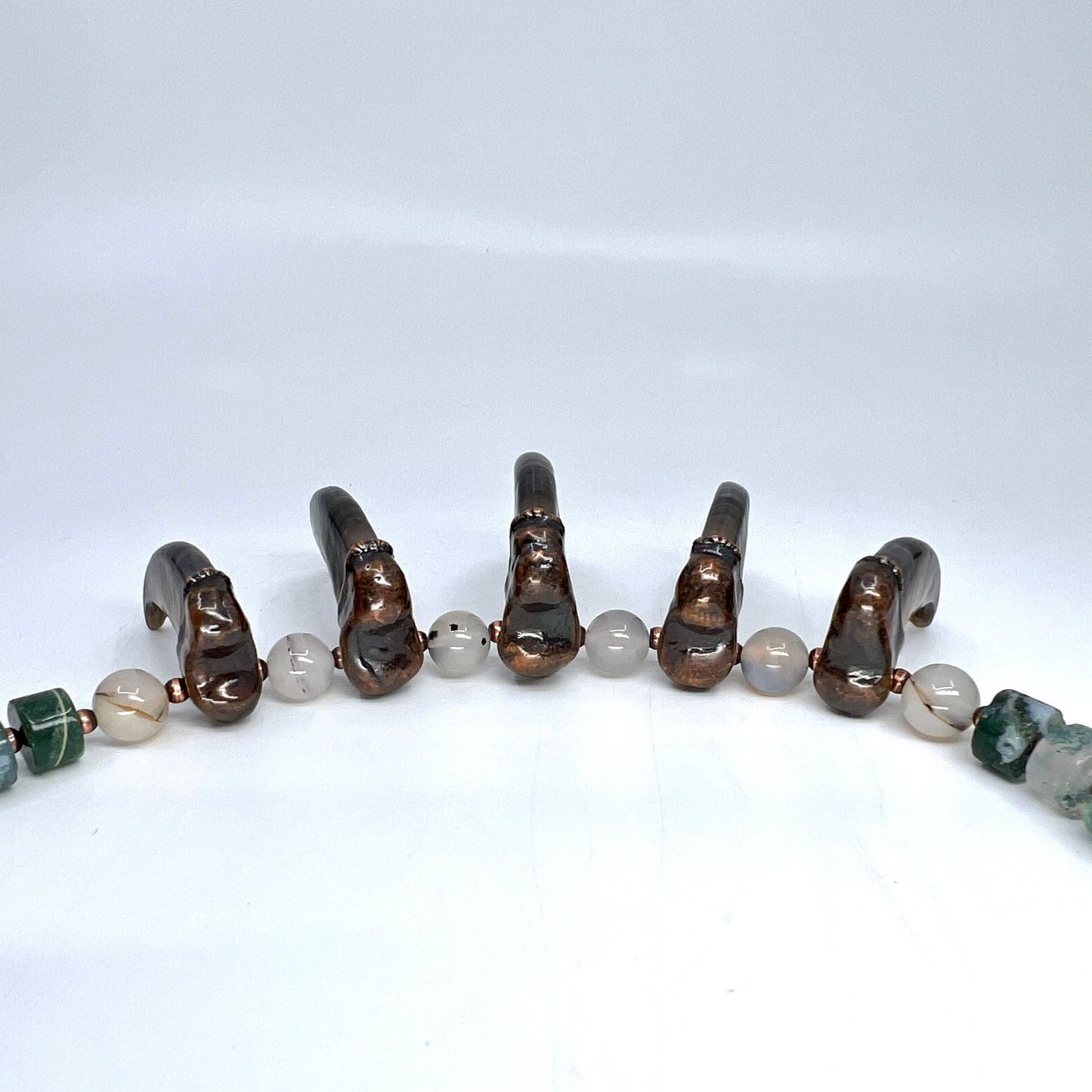 5 Bear Claw Beaded Necklace - Copper Electroformed