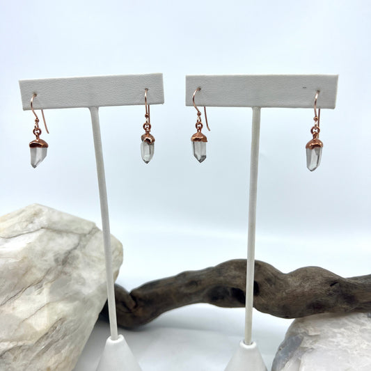 Montana Quartz Drop Earrings - Copper Electroformed