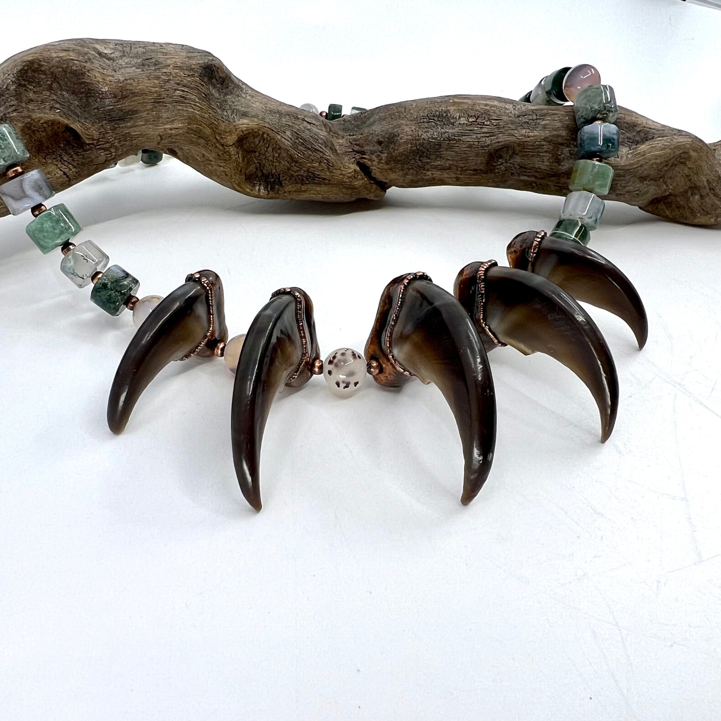 5 Bear Claw Beaded Necklace - Copper Electroformed