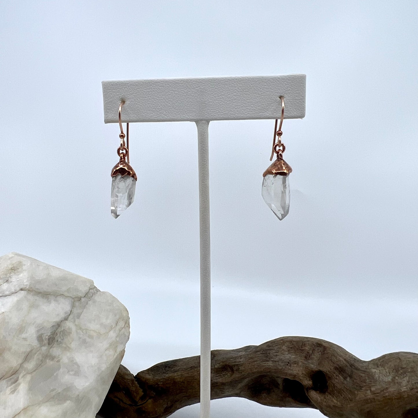 Montana Quartz Drop Earrings - Copper Electroformed