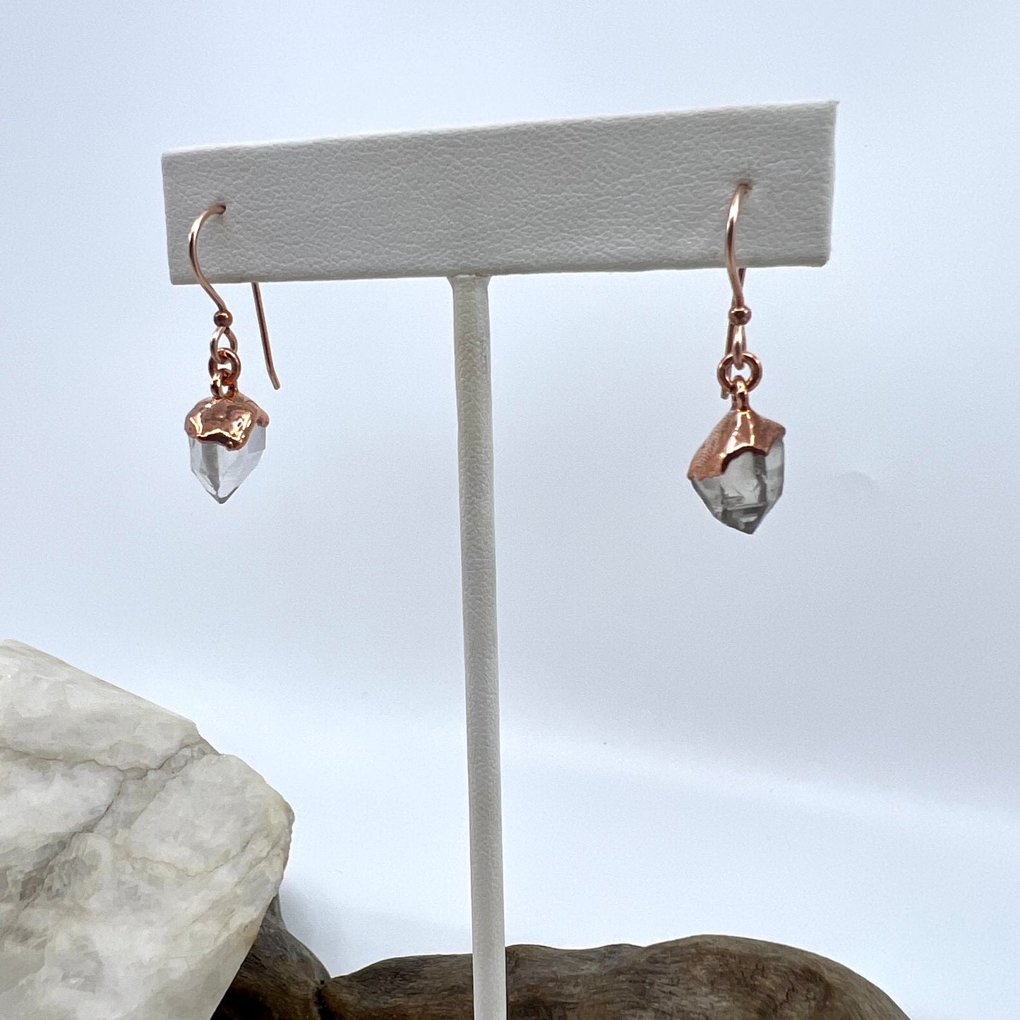 Montana Quartz Drop Earrings - Copper Electroformed