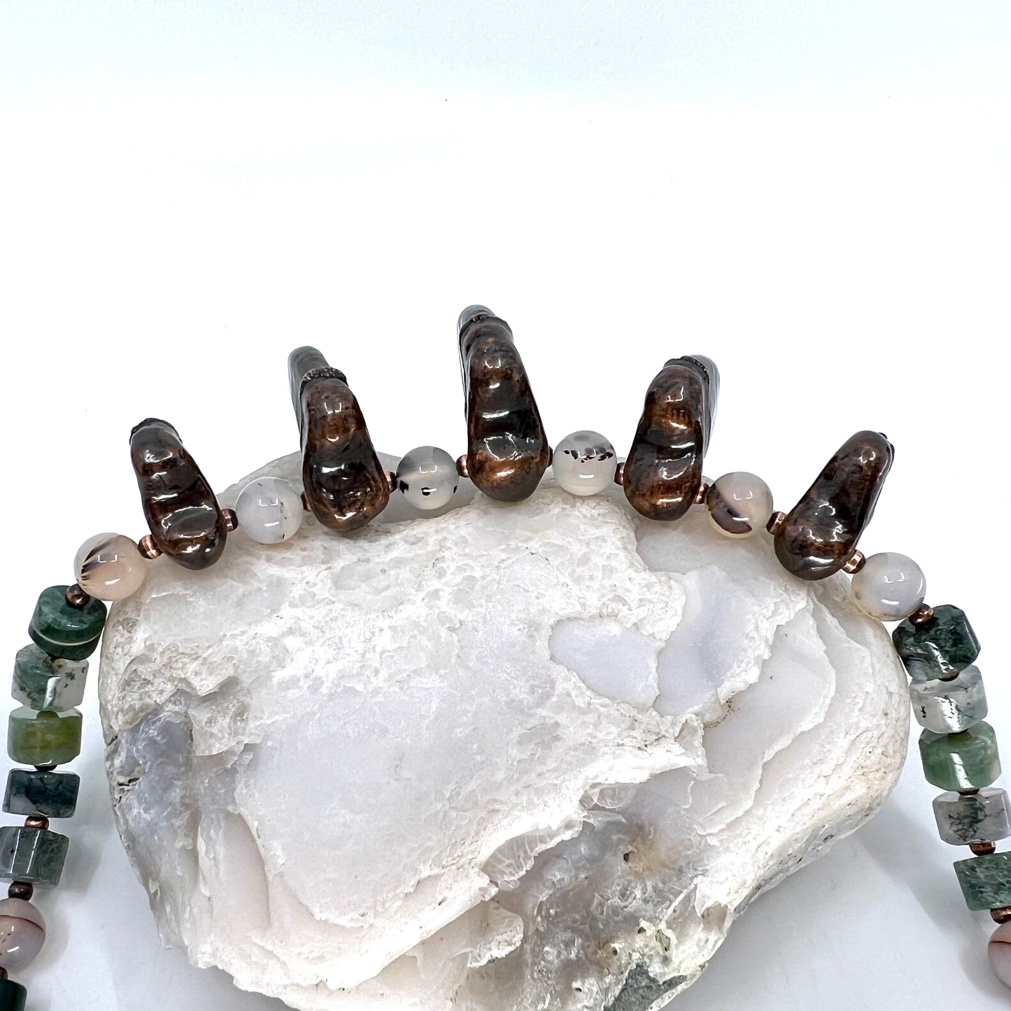 5 Bear Claw Beaded Necklace - Copper Electroformed