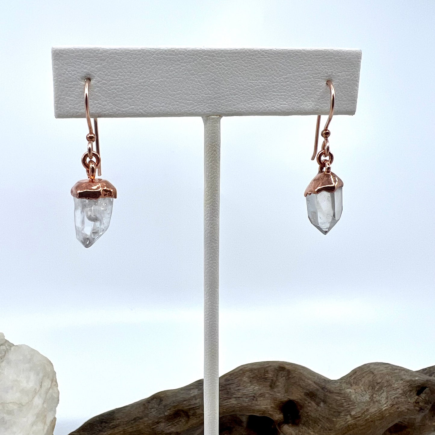 Montana Quartz Drop Earrings - Copper Electroformed