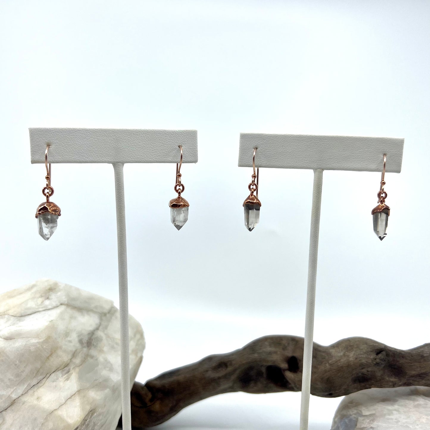 Montana Quartz Drop Earrings - Copper Electroformed