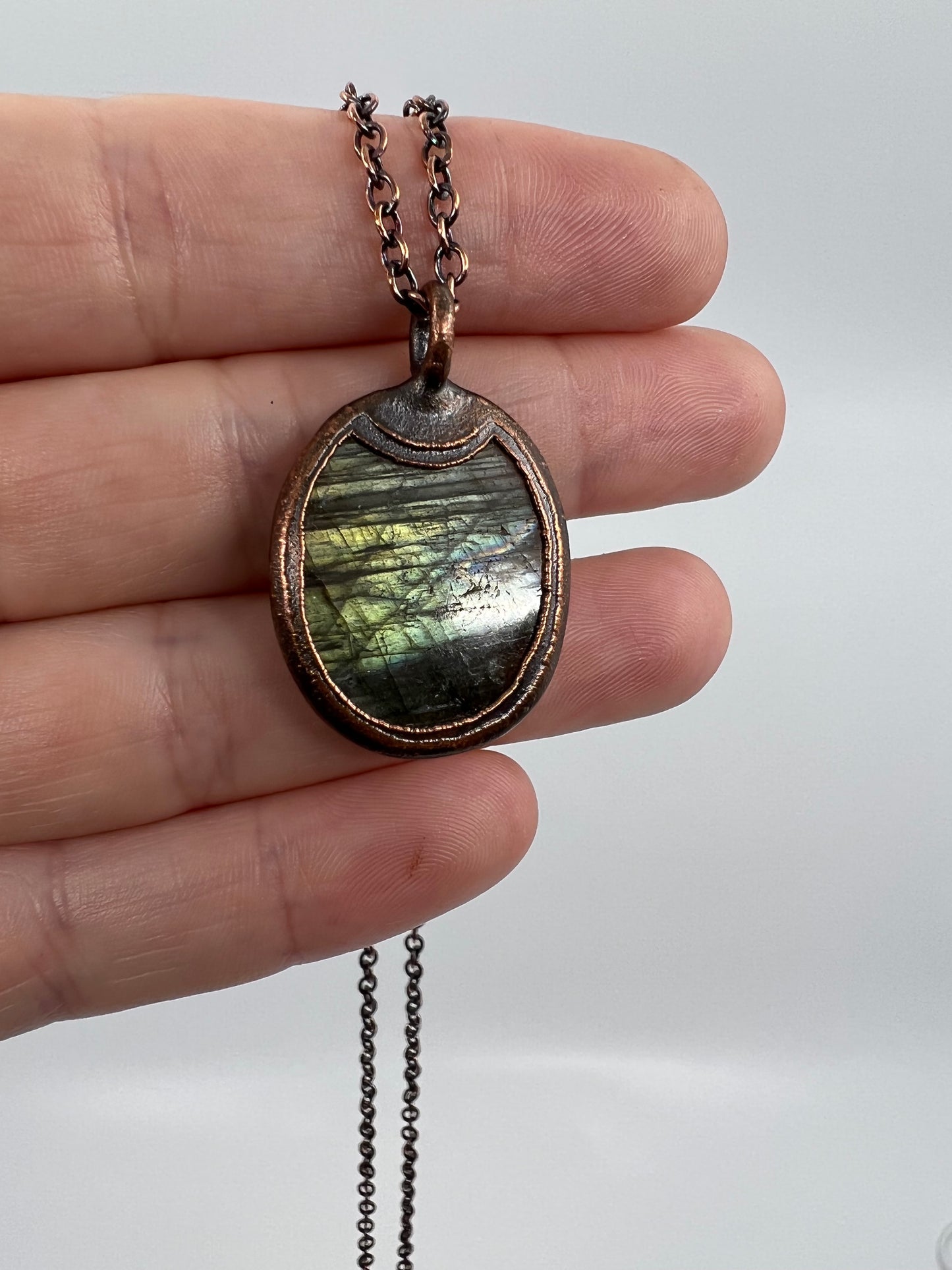 Labradorite Crystal Necklace - Copper Electroformed