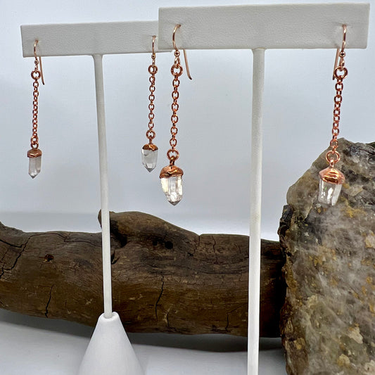 Montana Quartz Dangle Earrings - Copper Electroformed