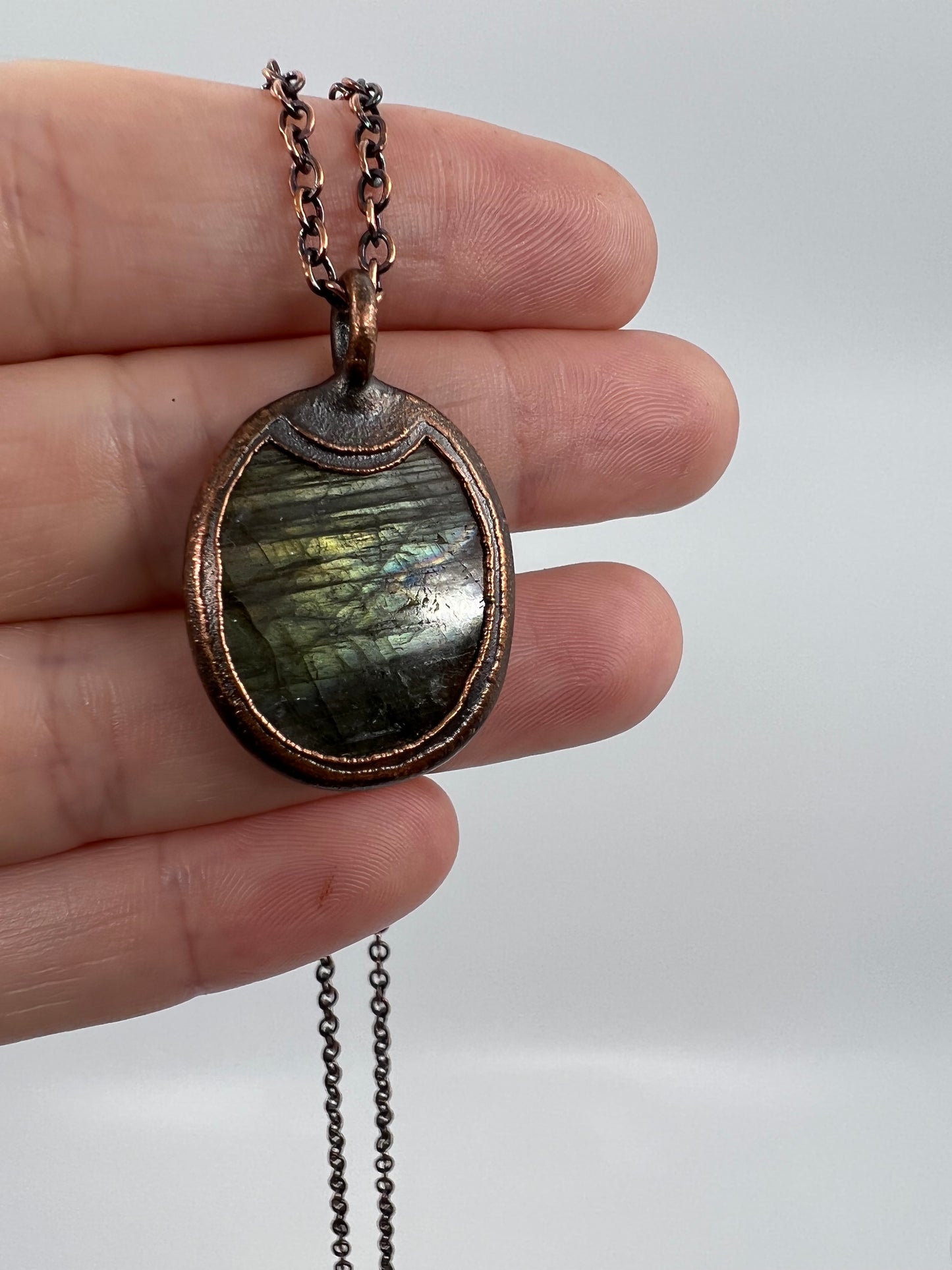 Labradorite Crystal Necklace - Copper Electroformed